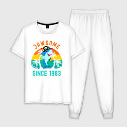 Пижама хлопковая мужская Прикольный с 1983 акула пират, цвет: белый