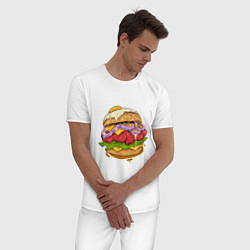 Пижама хлопковая мужская Наимощнейший бургер, цвет: белый — фото 2