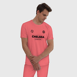 Пижама хлопковая мужская Chelsea Униформа Чемпионов, цвет: коралловый — фото 2
