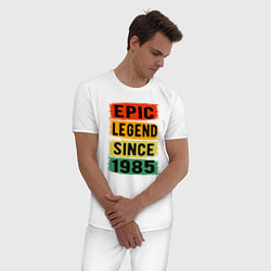 Пижама хлопковая мужская Эпичный Легендарный с 1985, цвет: белый — фото 2