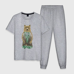 Пижама хлопковая мужская Душа медведя, цвет: меланж