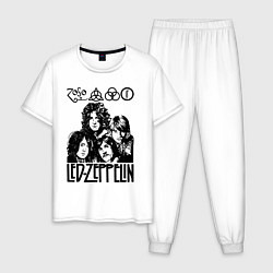 Пижама хлопковая мужская Led Zeppelin Black, цвет: белый