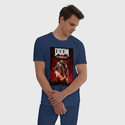Пижама хлопковая мужская Doom eternal - slayer, цвет: тёмно-синий — фото 2