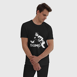 Пижама хлопковая мужская Sumo pixel art, цвет: черный — фото 2