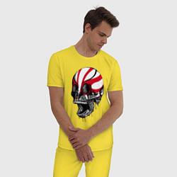 Пижама хлопковая мужская Орнаментальный череп, цвет: желтый — фото 2