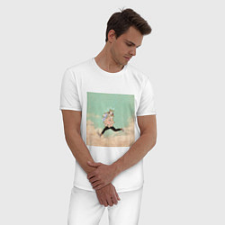 Пижама хлопковая мужская Воздушная любовь, цвет: белый — фото 2