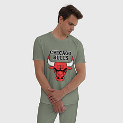 Пижама хлопковая мужская Chicago Bulls, цвет: авокадо — фото 2