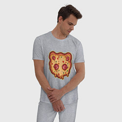 Пижама хлопковая мужская Пицца панда, цвет: меланж — фото 2