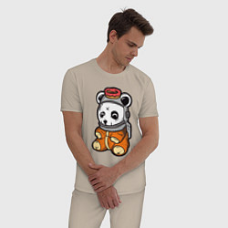 Пижама хлопковая мужская Космо панда, цвет: миндальный — фото 2
