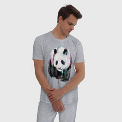 Пижама хлопковая мужская Панда - акварель, цвет: меланж — фото 2