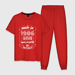 Пижама хлопковая мужская Made in 1986 retro old school, цвет: красный