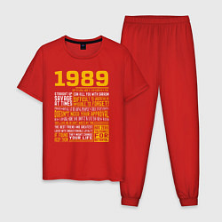 Пижама хлопковая мужская Факты о людях 1989 года, цвет: красный