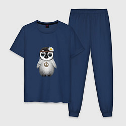 Пижама хлопковая мужская Мир - Пингвин, цвет: тёмно-синий