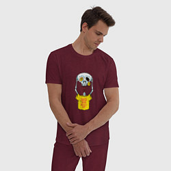 Пижама хлопковая мужская Держи голову, цвет: меланж-бордовый — фото 2