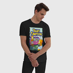 Пижама хлопковая мужская Барт Симпсон устроил из автомобиля аквариум, цвет: черный — фото 2