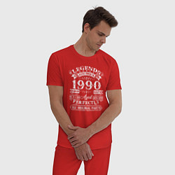 Пижама хлопковая мужская Легенда рожденная в 1990 году, цвет: красный — фото 2