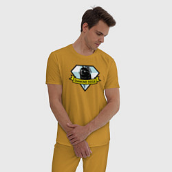 Пижама хлопковая мужская Пёс Доге на логотипе, цвет: горчичный — фото 2