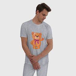 Пижама хлопковая мужская Милый плюшевый медвеженок, цвет: меланж — фото 2