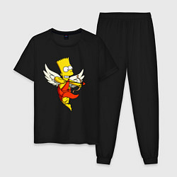 Пижама хлопковая мужская Барт Симпсон - купидон, цвет: черный