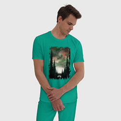 Пижама хлопковая мужская Лес кругом, цвет: зеленый — фото 2