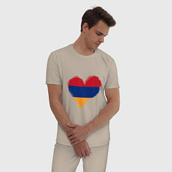 Пижама хлопковая мужская Сердце - Армения, цвет: миндальный — фото 2