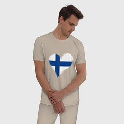 Пижама хлопковая мужская Сердце - Финляндия, цвет: миндальный — фото 2