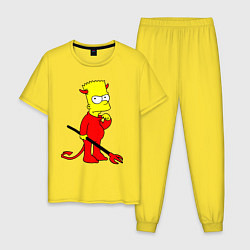 Пижама хлопковая мужская Bart Simpson - devil, цвет: желтый