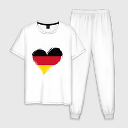 Пижама хлопковая мужская Сердце - Германия, цвет: белый
