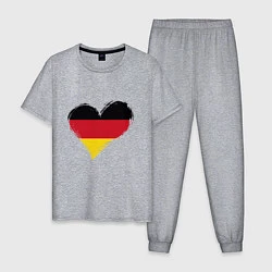 Пижама хлопковая мужская Сердце - Германия, цвет: меланж