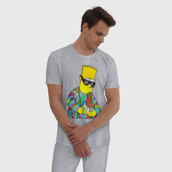 Пижама хлопковая мужская Барт Симпсон считает выручку, цвет: меланж — фото 2