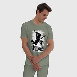 Пижама хлопковая мужская Punk jump, цвет: авокадо — фото 2