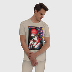 Пижама хлопковая мужская Макима в стиле Ван Гога - Человек бензопила, цвет: миндальный — фото 2