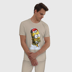 Пижама хлопковая мужская Гомер Симпсон с банкой пива в мыслях, цвет: миндальный — фото 2