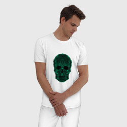 Пижама хлопковая мужская Skull in a microprocessor, цвет: белый — фото 2
