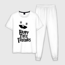 Пижама хлопковая мужская Happy Three Friends - LOGO, цвет: белый