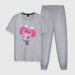 Пижама хлопковая мужская Маленькая девочка с розовыми волосами, цвет: меланж