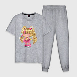 Пижама хлопковая мужская Маленькая блондинка принцесса, цвет: меланж