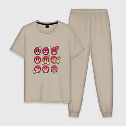Пижама хлопковая мужская Значки на Кольт Пины Бравл Старс Сolt, цвет: миндальный