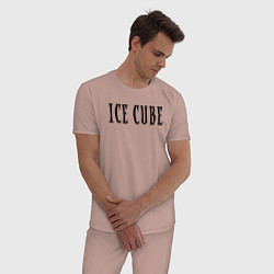 Пижама хлопковая мужская Ice Cube - logo, цвет: пыльно-розовый — фото 2