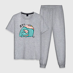 Пижама хлопковая мужская Спящий слон с подушкой, цвет: меланж