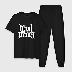 Пижама хлопковая мужская The Devil wears prada logo art, цвет: черный