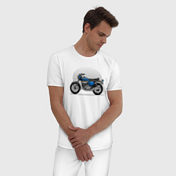 Пижама хлопковая мужская Синий классический мотоицкл, цвет: белый — фото 2