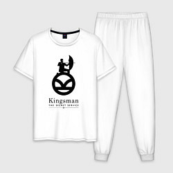 Пижама хлопковая мужская Kingsman Секретная служба - logo, цвет: белый