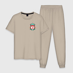 Пижама хлопковая мужская Ливерпуль Логотип, цвет: миндальный