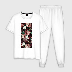Пижама хлопковая мужская Роза 90х, цвет: белый