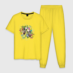 Пижама хлопковая мужская Весенние кеды, цвет: желтый