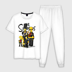 Пижама хлопковая мужская Семейка Симпсонов в кожаной одежде с заклёпками, цвет: белый