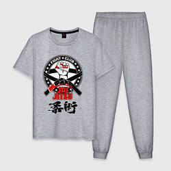 Пижама хлопковая мужская Jiu-jitsu Brazilian fight club, цвет: меланж