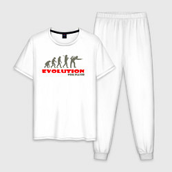 Пижама хлопковая мужская Эволюция в игрока в пул, цвет: белый