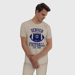 Пижама хлопковая мужская Денвер американский футбол, цвет: миндальный — фото 2